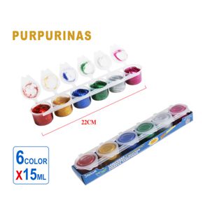 Komplet pastelnih tempera barv z bleščicami– 6 × 15 ml